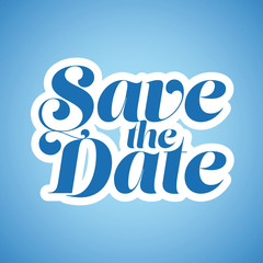 Save the Date lettering blue vector