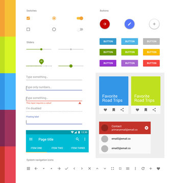 Material design ui set. Modern ui elements. Set of simple icons. Android UI kit

