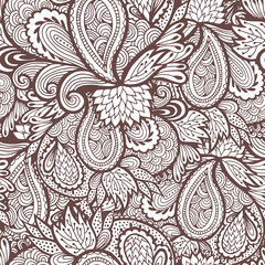 Seamless hand drawn pattern, vintage floral background
