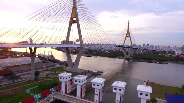 bhumiphol bridge modern landmark in bangkok thailand