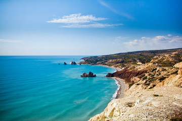 Fototapeta na wymiar Aphrodite's birthplace beach in Paphos, Cyprus