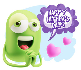 Obraz premium 3d Rendering. Love Emoticon Face saying Happy Father's Day with