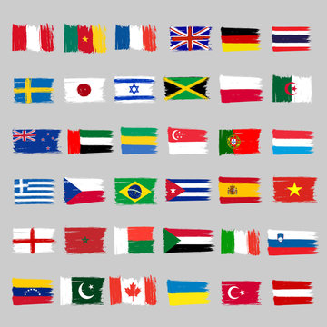 Set Of 36 Grunge Flags