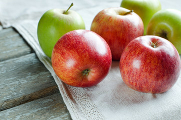 The harvest of apples. Red and green apples.