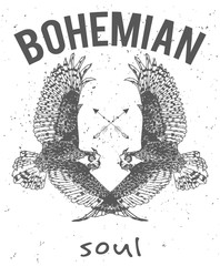 Vector illustration with ethnic arrows and owls.