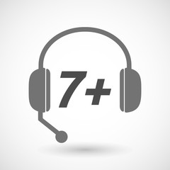 Isolated  headset icon with    the text 7+