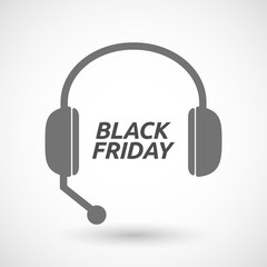 Isolated  headset icon with    the text BLACK FRIDAY