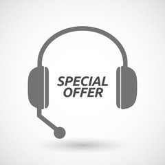Isolated  headset icon with    the text SPECIAL OFFER