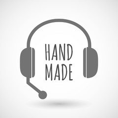 Isolated  headset icon with    the text HAND MADE