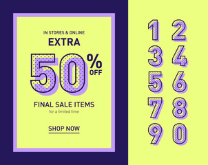 Clean trendy sale banner template. Flat design. Colorful vector.
