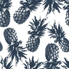 Fotobehang Ananas Naadloos patroon met ananas in vector