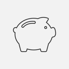Piggy Bank icon. Money box sign isolated on white background. Button for web, mobile app. Flat design style