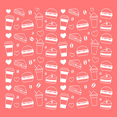 fast food and coffee pattern icon