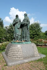 Dmitrov, Russia - July 29, 2016: The monument to Cyril and Methodius in the Dmitrov Kremlin