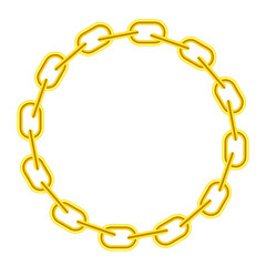 Yellow Chain Round Frame Isolated on White Background