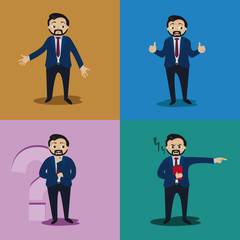 Four men with different expressions and gestures of the administrative world.