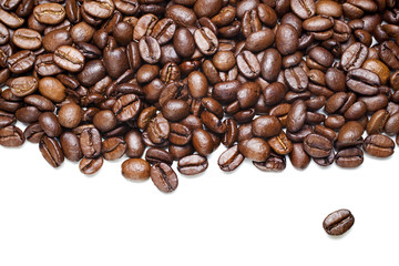 vibrant colored, roasted, dry coffee beans