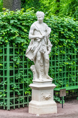 Fototapeta na wymiar Anticient statue in Summer garden in Saint-Petersburg