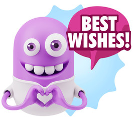 3d Rendering. Romantic Emoticon with hands forming a heart drawi