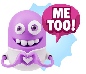 3d Rendering. Romantic Emoticon with hands forming a heart drawi