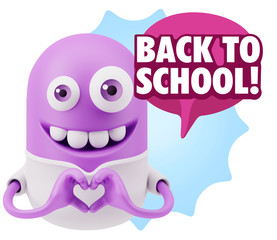 3d Rendering. Romantic Emoticon with hands forming a heart drawi