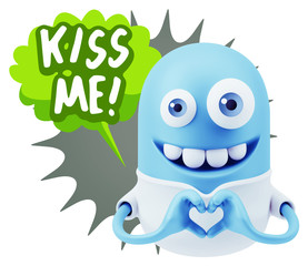 3d Rendering. Romantic Emoticon with hands forming a heart drawi