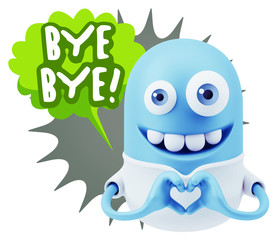 3d Rendering. Romantic Emoticon with hands forming a heart drawi