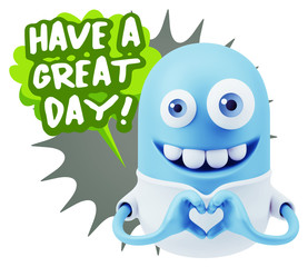 3d Rendering. Romantic Emoticon with hands forming a heart drawi