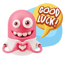 3d Rendering. Romantic Emoticon with hands forming a heart drawi