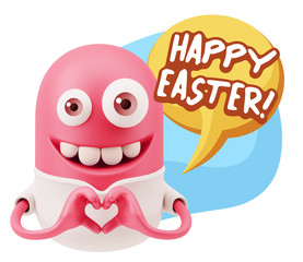 3d Rendering. Romantic Emoticon with hands forming a heart drawi