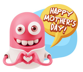 Obraz premium 3d Rendering. Romantic Emoticon with hands forming a heart drawi
