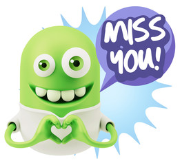 3d Rendering. Romantic Emoticon with hands forming a heart drawi