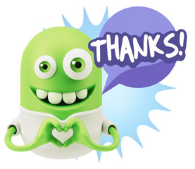 3d Rendering. Romantic Emoticon with hands forming a heart drawi