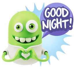 3d Rendering. Romantic Emoticon with hands forming a heart drawi