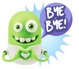 3d Rendering. Romantic Emoticon with hands forming a heart drawi