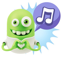 3d Rendering. Romantic Emoticon with hands forming a heart drawi