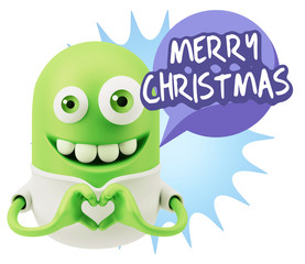 3d Rendering. Romantic Emoticon with hands forming a heart drawi