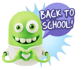 3d Rendering. Romantic Emoticon with hands forming a heart drawi