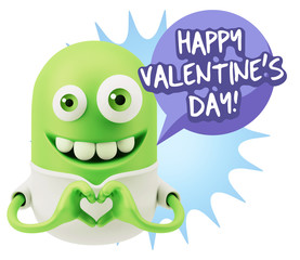 3d Rendering. Romantic Emoticon with hands forming a heart drawi