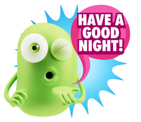 3d Rendering. Love Emoticon Face Blowing a Kiss saying Have A Go