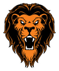 Plakat Roaring lion head mascot. Label. Logotype. Isolated on white background