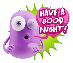 3d Rendering. Love Emoticon Face Blowing a Kiss saying Have A Go