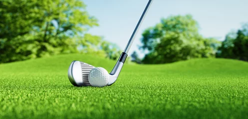 Abwaschbare Fototapete Golf Golfball mit Schläger