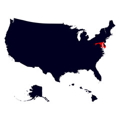 Maryland State in the United States map