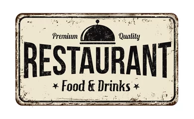 Afwasbaar Fotobehang Retro compositie Restaurant vintage metal sign