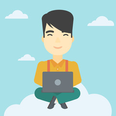 Man using cloud computing technology.