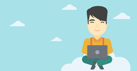 Man using cloud computing technology.