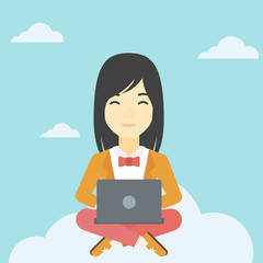Woman using cloud computing technology.
