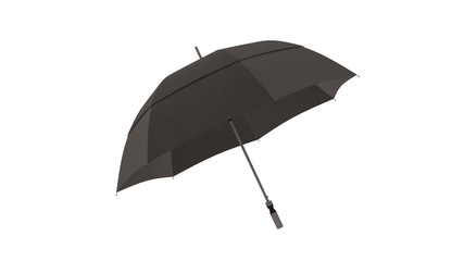 Black umbrella, waterproof parasol isolated on white background