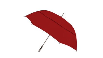 Red umbrella, water resistant parasol isolated on white background